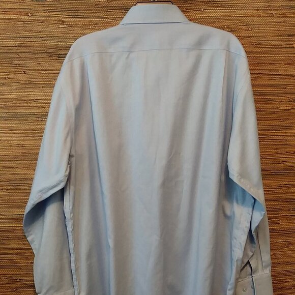 👔 LORENZO UOMO “Perfect White Shirt” Blue Trim Fit Shirt 17.5 / 34-35 - Picture 5 of 10